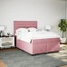 Cama box spring con colchón terciopelo rosa 140x190 cm