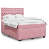 Cama box spring con colchón terciopelo rosa 140x190 cm