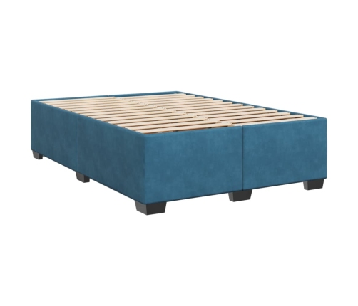 Cama box spring con colchón terciopelo azul 140x200 cm