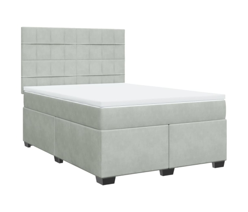 Cama box spring con colchón terciopelo gris oscuro 140x200 cm