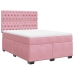 Cama box spring con colchón terciopelo rosa 140x200 cm