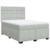 Cama box spring con colchón terciopelo gris claro 160x200 cm