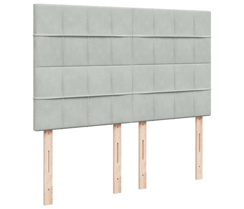Cama box spring con colchón terciopelo gris claro 160x200 cm