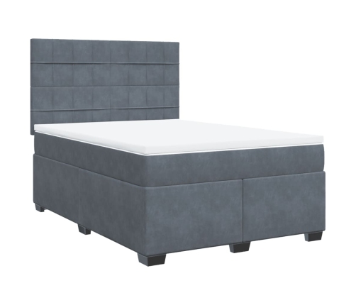 Cama box spring con colchón terciopelo gris oscuro 160x200 cm