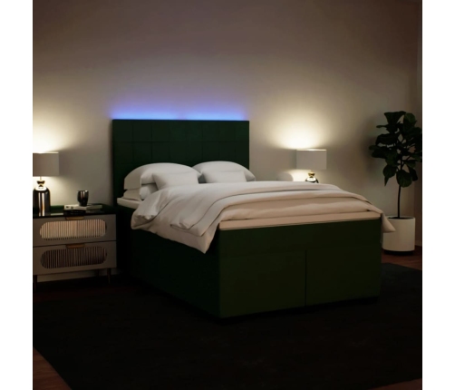 Cama box spring con colchón terciopelo verde oscuro 160x200 cm