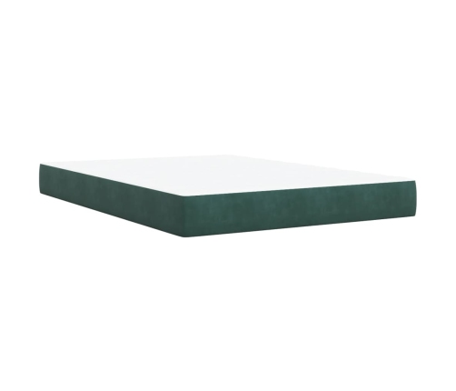 Cama box spring con colchón terciopelo verde oscuro 160x200 cm