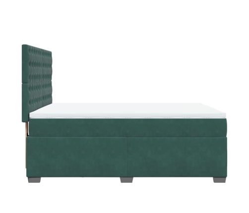 Cama box spring con colchón terciopelo verde oscuro 160x200 cm