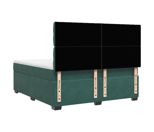 Cama box spring con colchón terciopelo verde oscuro 180x200 cm