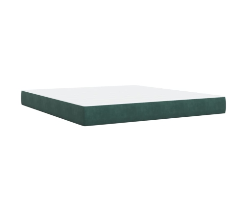 Cama box spring con colchón terciopelo verde oscuro 180x200 cm