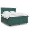 Cama box spring con colchón terciopelo verde oscuro 180x200 cm