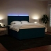 Cama box spring con colchón terciopelo azul 180x200 cm