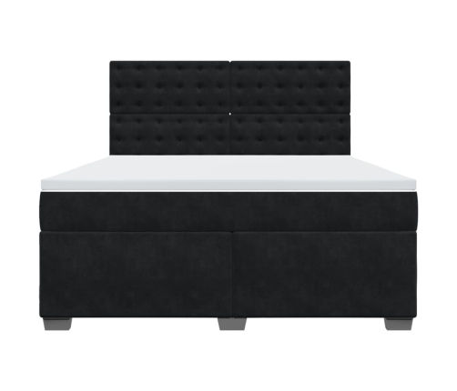 Cama box spring con colchón terciopelo negro 180x200 cm