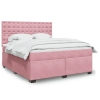 Cama box spring con colchón terciopelo rosa 180x200 cm