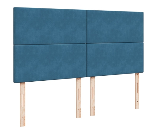 Cama box spring con colchón terciopelo azul 200x200 cm