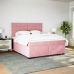 Cama box spring con colchón terciopelo rosa 200x200 cm