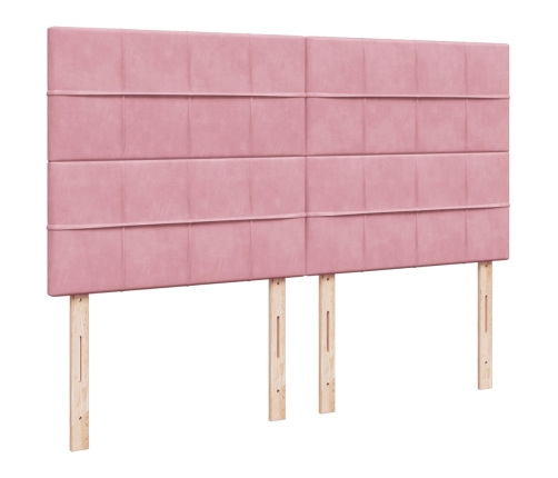 Cama box spring con colchón terciopelo rosa 200x200 cm