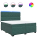 Cama box spring con colchón terciopelo verde oscuro 200x200 cm