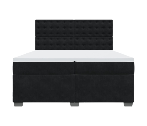 Cama box spring con colchón terciopelo negro 200x200 cm