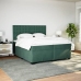 Cama box spring con colchón terciopelo verde oscuro 200x200 cm