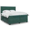 Cama box spring con colchón terciopelo verde oscuro 200x200 cm