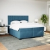 Cama box spring con colchón terciopelo azul 200x200 cm