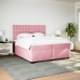 Cama box spring con colchón terciopelo rosa 200x200 cm