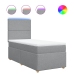 Cama box spring con colchón tela gris claro 80x200 cm