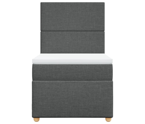 Cama box spring con colchón tela gris oscuro 80x200 cm