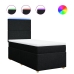 Cama box spring con colchón tela negro 80x200 cm