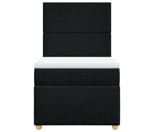 Cama box spring con colchón tela negro 80x200 cm
