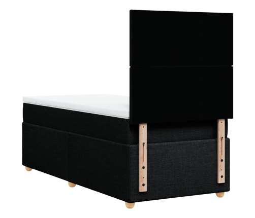 Cama box spring con colchón tela negro 80x200 cm