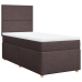 Cama box spring con colchón tela marrón oscuro 80x200 cm