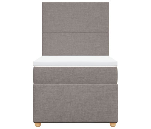 Cama box spring con colchón tela gris taupe 80x200 cm