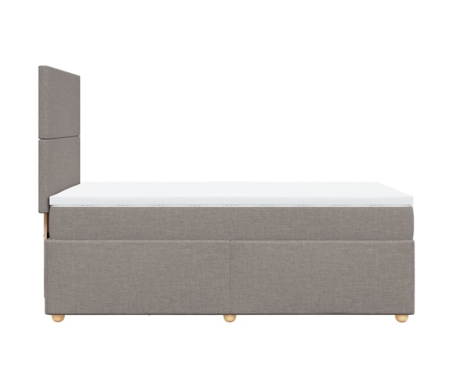 Cama box spring con colchón tela gris taupe 80x200 cm