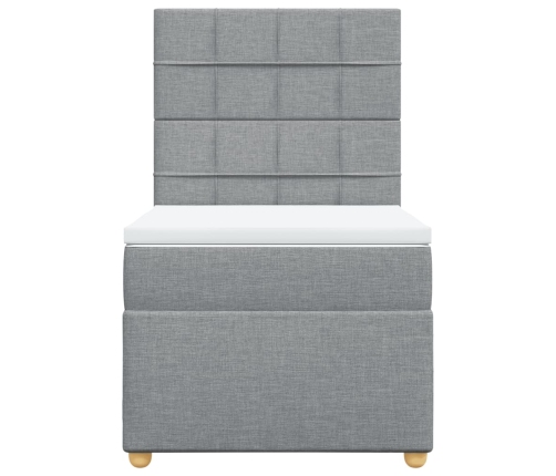 Cama box spring con colchón tela gris claro 80x200 cm