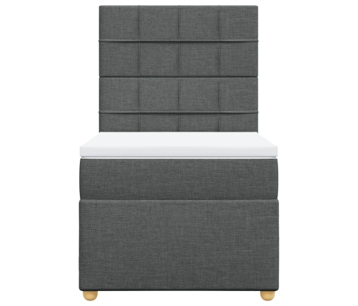 Cama box spring con colchón tela gris oscuro 80x200 cm