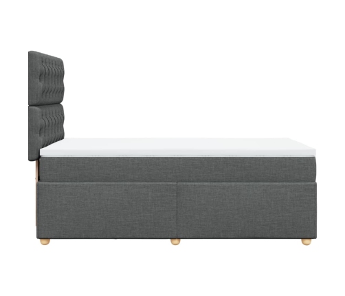 Cama box spring con colchón tela gris oscuro 80x200 cm