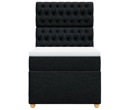 Cama box spring con colchón tela negro 80x200 cm
