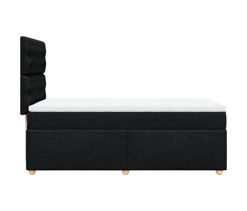 Cama box spring con colchón tela negro 80x200 cm