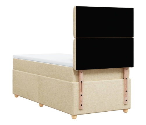 Cama box spring con colchón tela color crema 80x200 cm