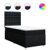 Cama box spring con colchón tela negro 80x200 cm