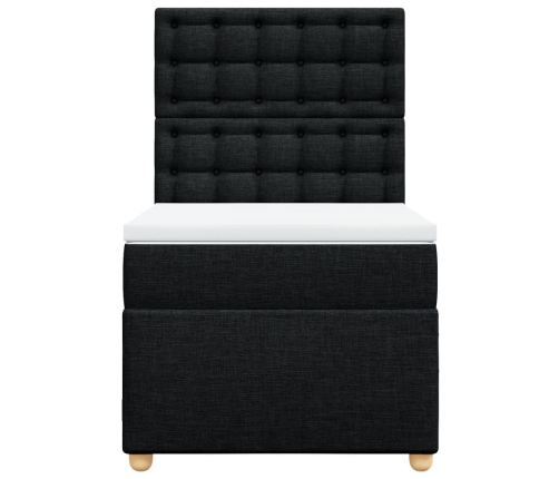 Cama box spring con colchón tela negro 80x200 cm