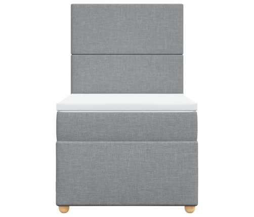 Cama box spring con colchón tela gris claro 90x190 cm