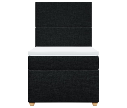 Cama box spring con colchón tela negro 90x190 cm