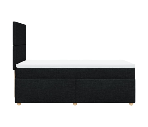 Cama box spring con colchón tela negro 90x190 cm