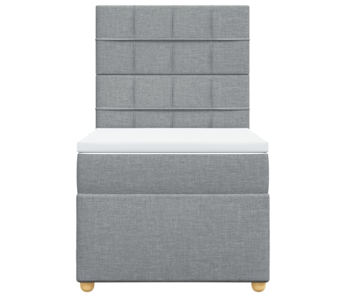 Cama box spring con colchón tela gris claro 90x190 cm