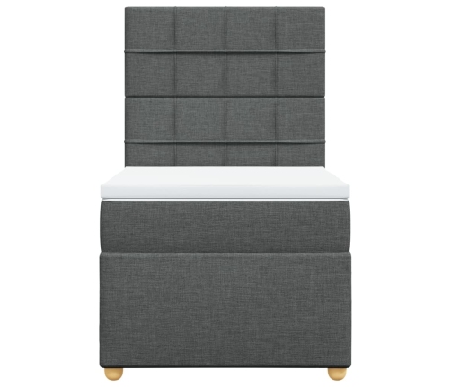 Cama box spring con colchón tela gris oscuro 90x190 cm