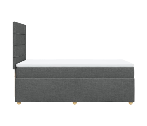 Cama box spring con colchón tela gris oscuro 90x190 cm