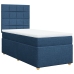 Cama box spring con colchón tela azul 90x190 cm