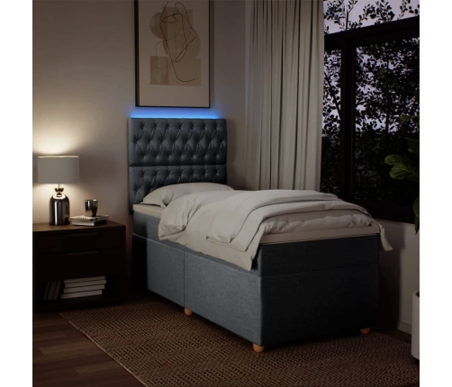 Cama box spring con colchón tela gris claro 90x190 cm